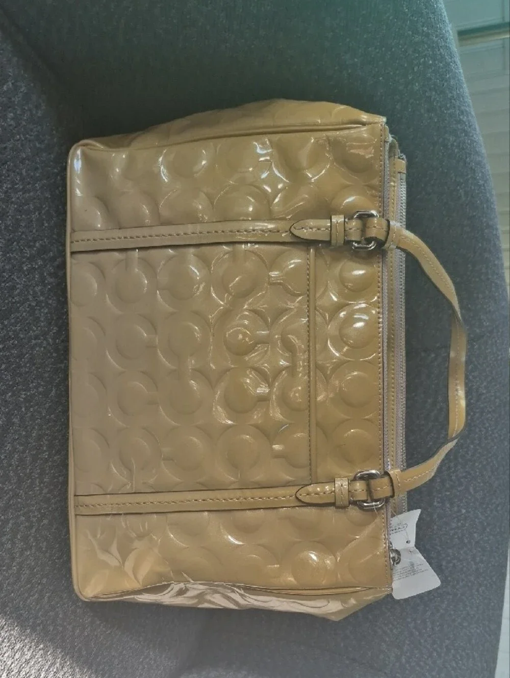 Coach Patent-Embossed Shoulder Tote in Yellow